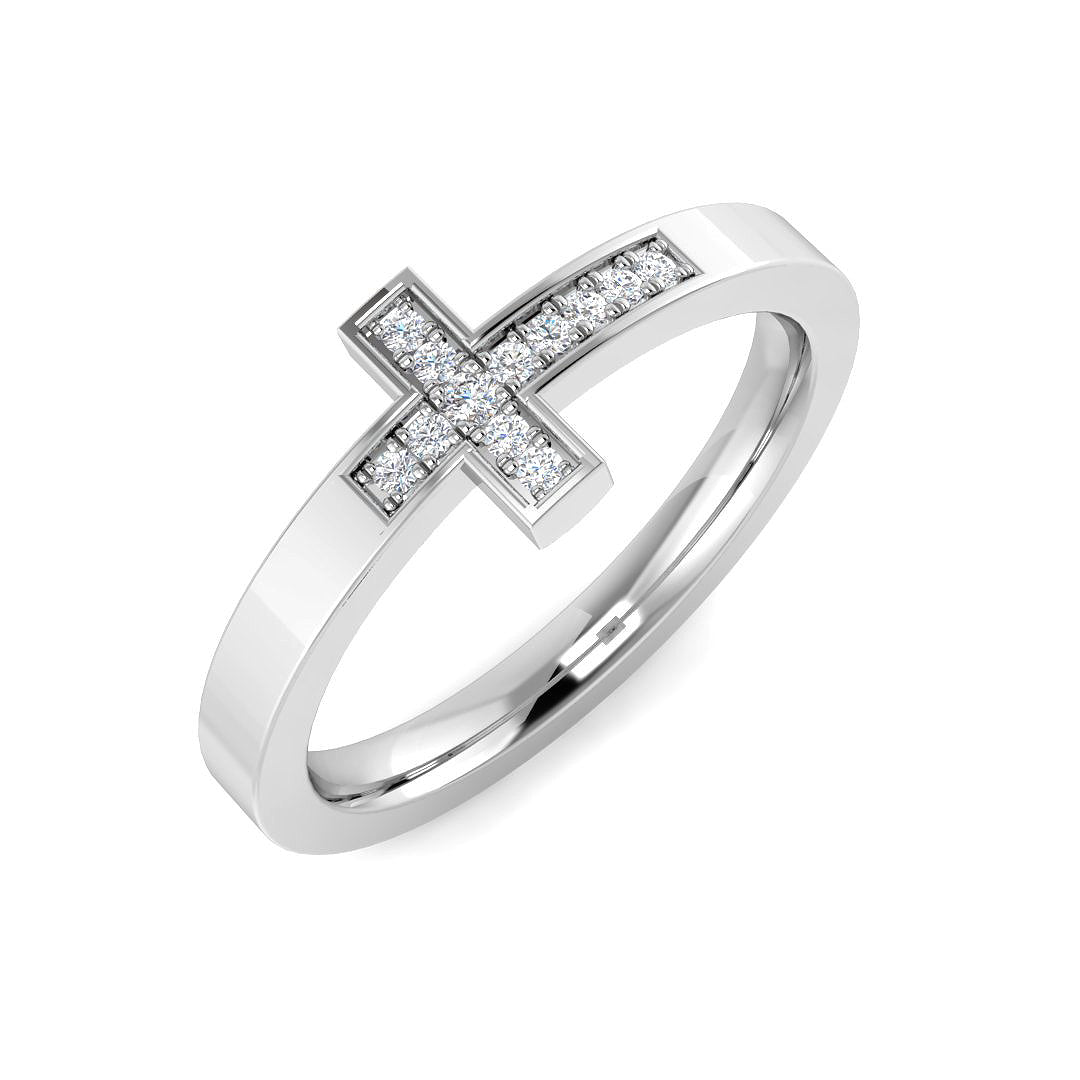 Cross Diamond Ring 0.05ct – SR1471 – 18k White Gold