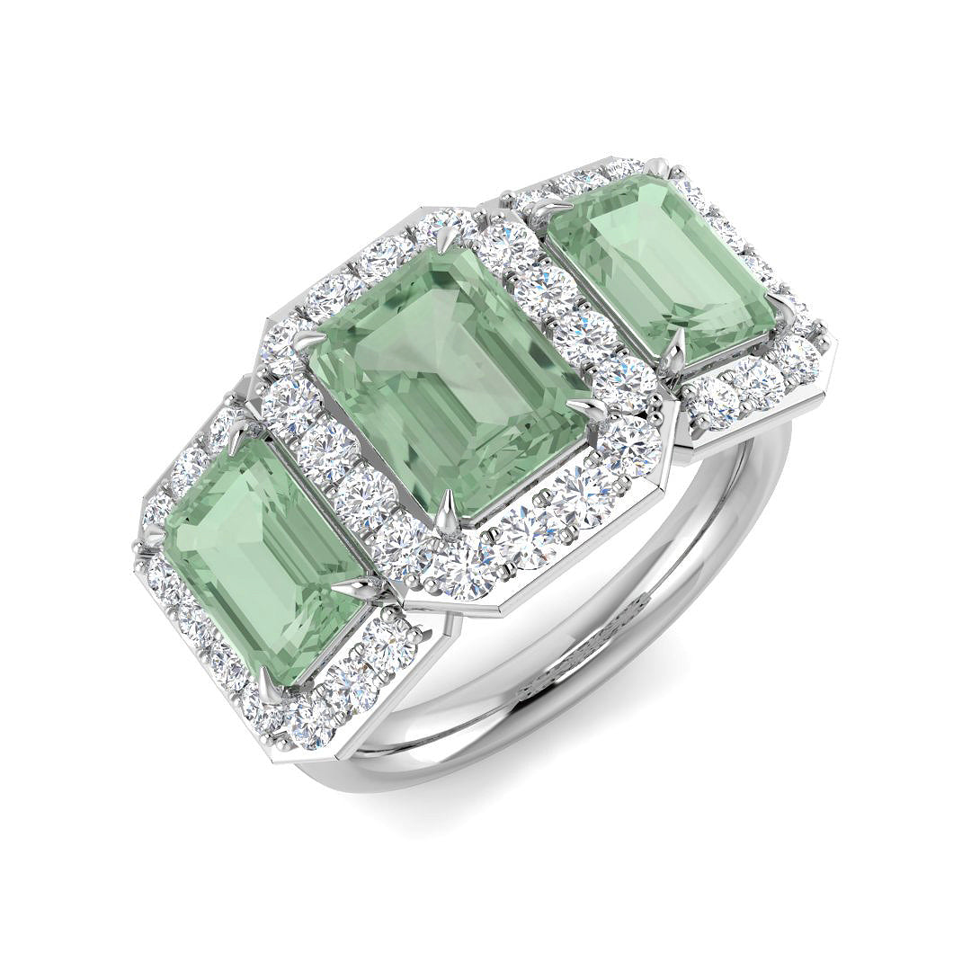 Three Stone Diamond Ring 4.22ct – SR1472~GR – 18k White Gold