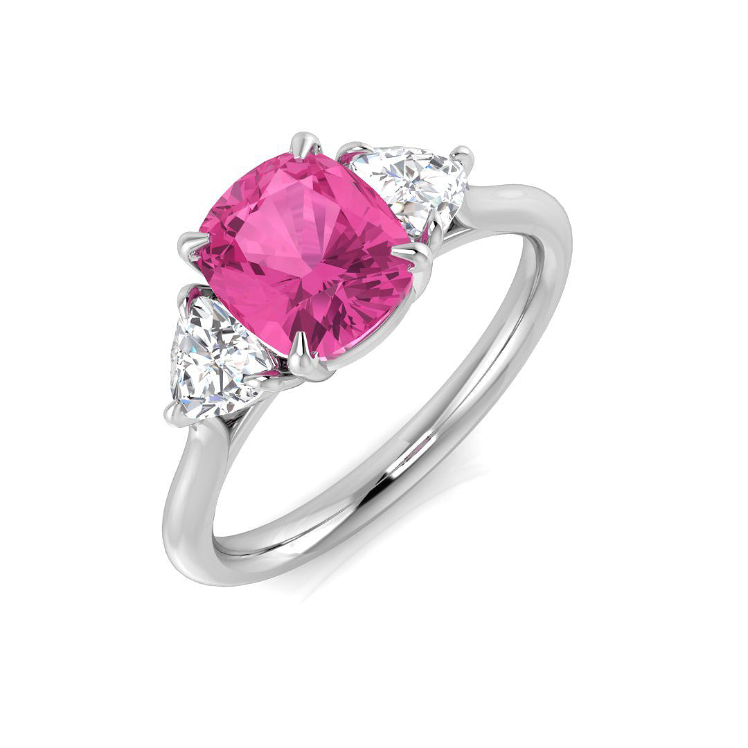 Pink Sapphire Diamond Ring 2.53ct – SR1490~PS – 18k White Gold