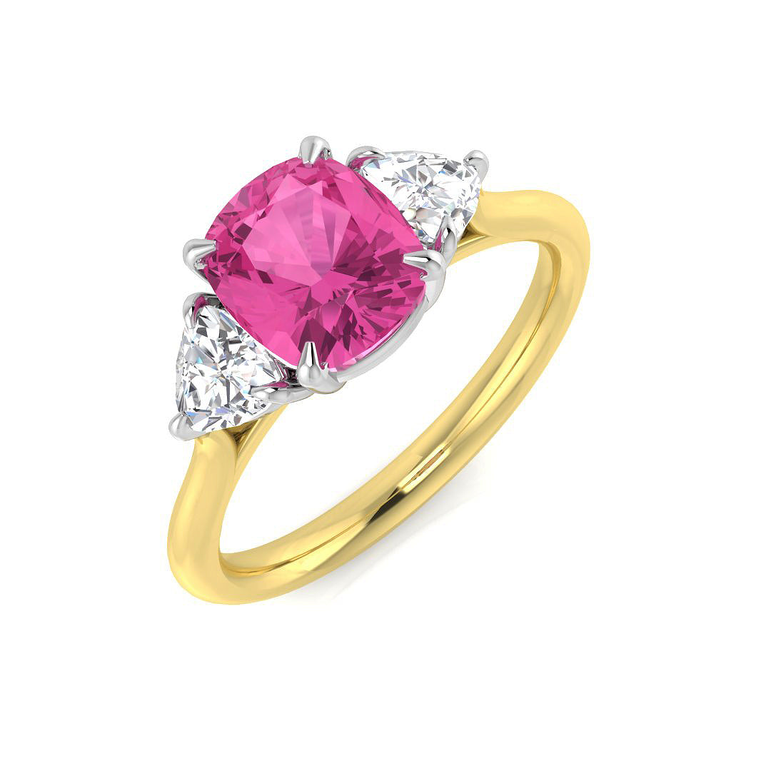 Pink Sapphire Diamond Ring 2.53ct – SR1490~PS – 18k Yellow Gold