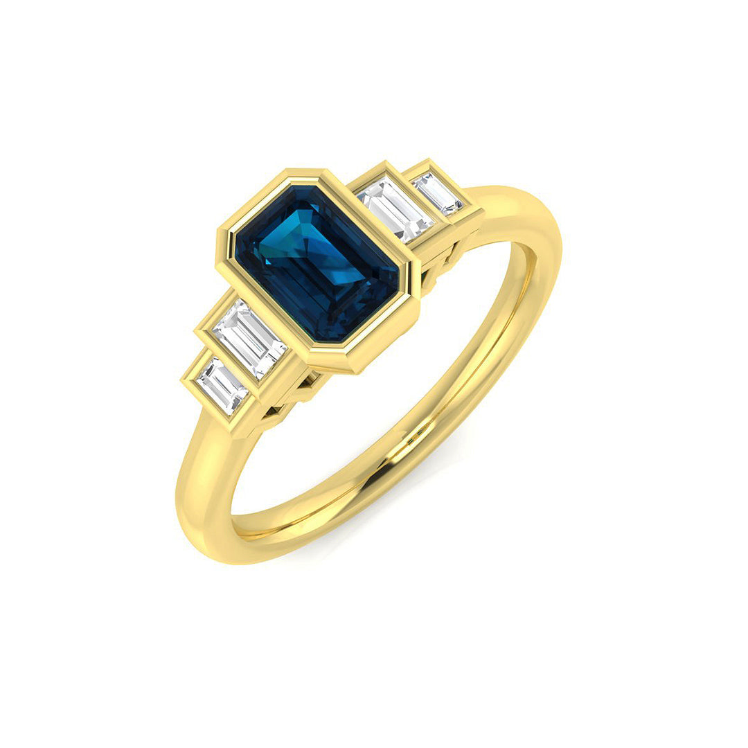London Blue Topaz Diamond Ring 0.96ct – SR1871~LBT – 9k Yellow Gold