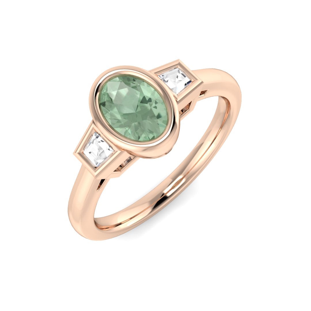 Green Amethyst Diamond Ring 1.01ct – SR1921~GR – 18k Rose Gold