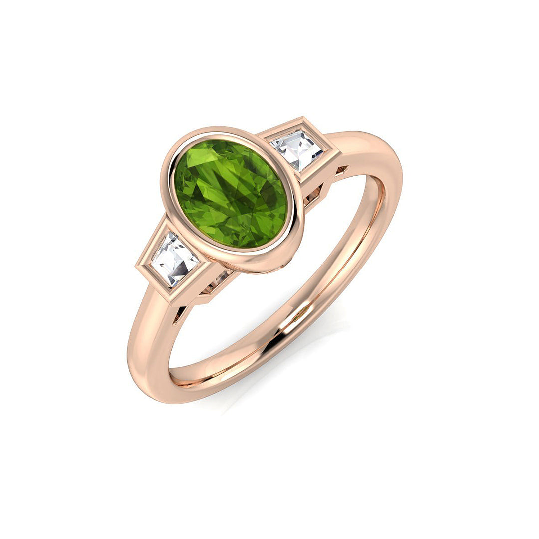 Peridot Diamond Ring 1.01ct – SR1921~PD – 18k Rose Gold
