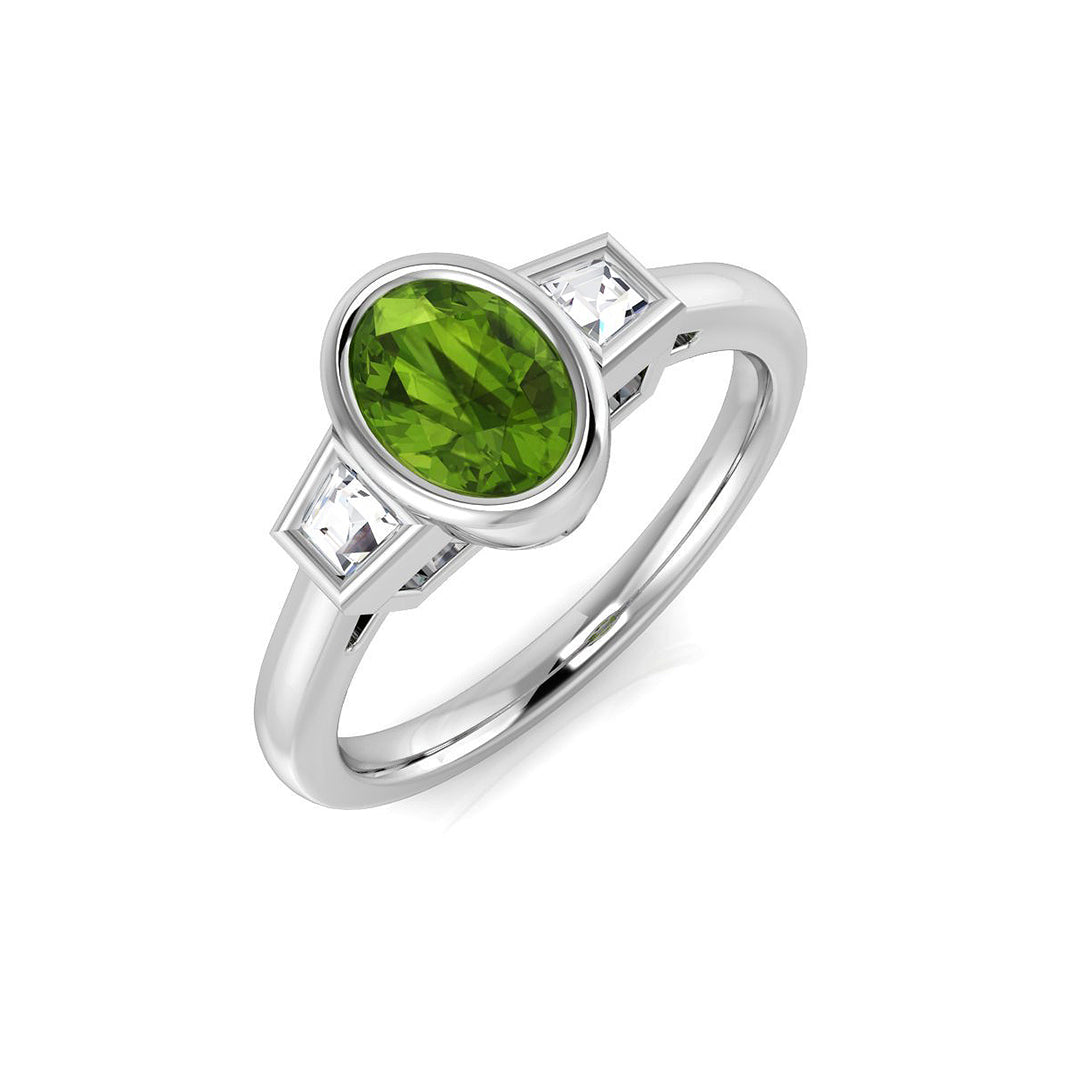 Peridot Diamond Ring 1.01ct – SR1921~PD – 18k White Gold