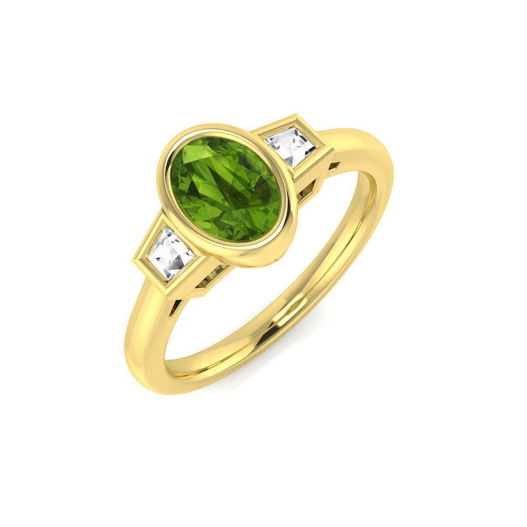 Peridot Diamond Ring 1.01ct – SR1921~PD – 18k Yellow Gold