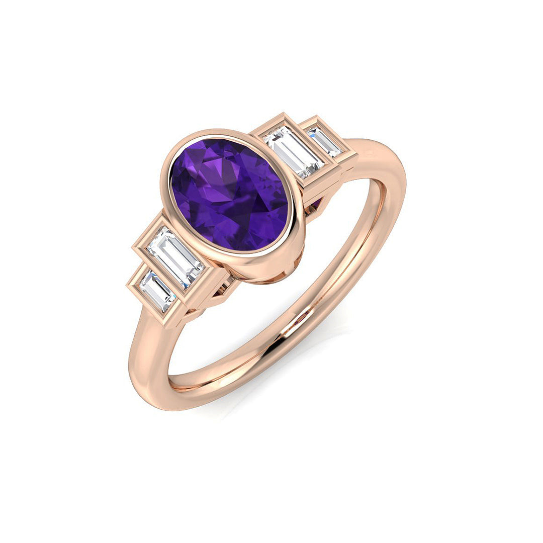 Amethyst Diamond Ring 0.93ct – SR1923~AME – 18k Rose Gold