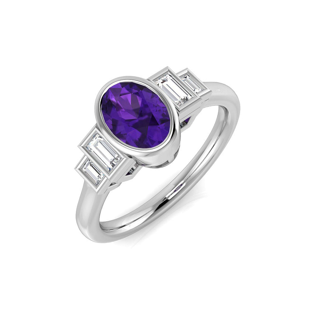 Amethyst Diamond Ring 0.93ct – SR1923~AME – 18k White Gold