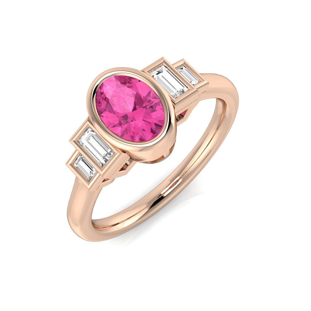 Pink Sapphire Diamond Ring 0.99ct–1.22ct – SR1923~PS – 18k Rose Gold
