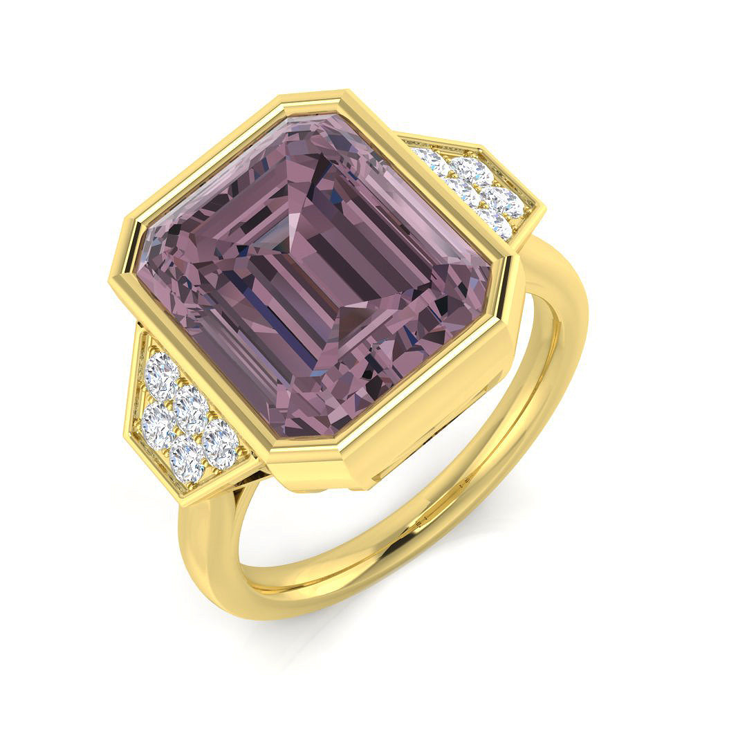 Amethyst Diamond Ring 5.59ct – SR2041~PK – 18k Yellow Gold