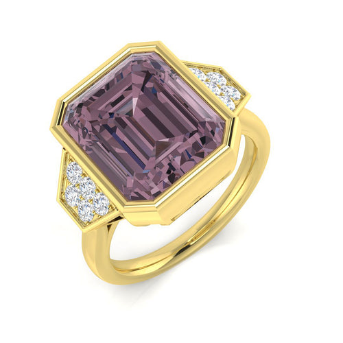 Amethyst Diamond Ring 5.59ct – SR2041~PK – 18k Yellow Gold