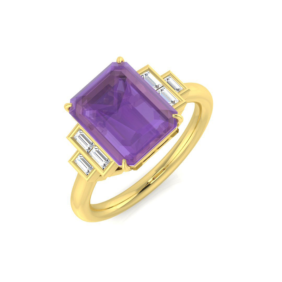 Amethyst Diamond Ring 3.14ct – SR2044~ROSE – 9k Yellow Gold