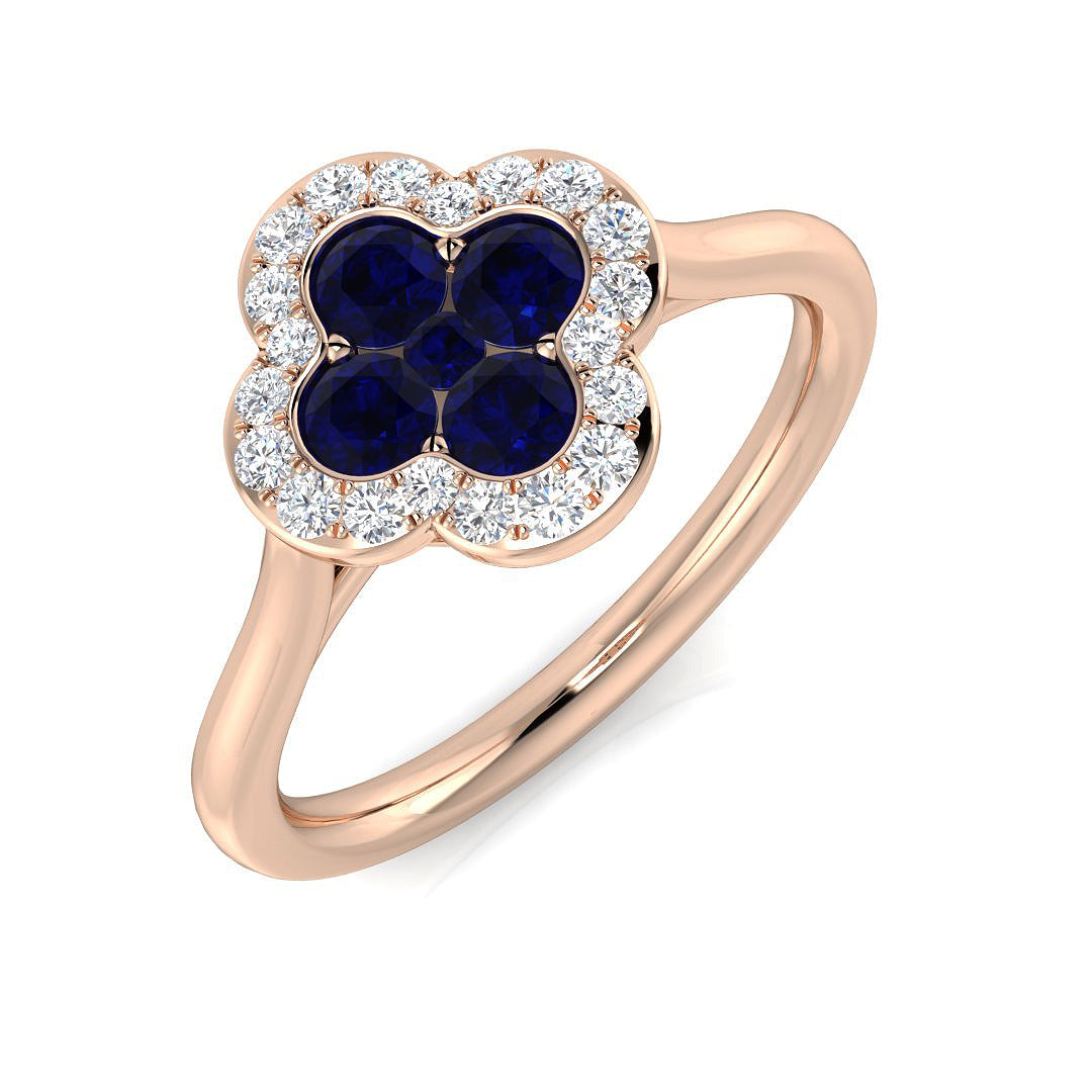 Clover Diamond Ring 0.54ct – SR2247~BS – 18k Rose Gold
