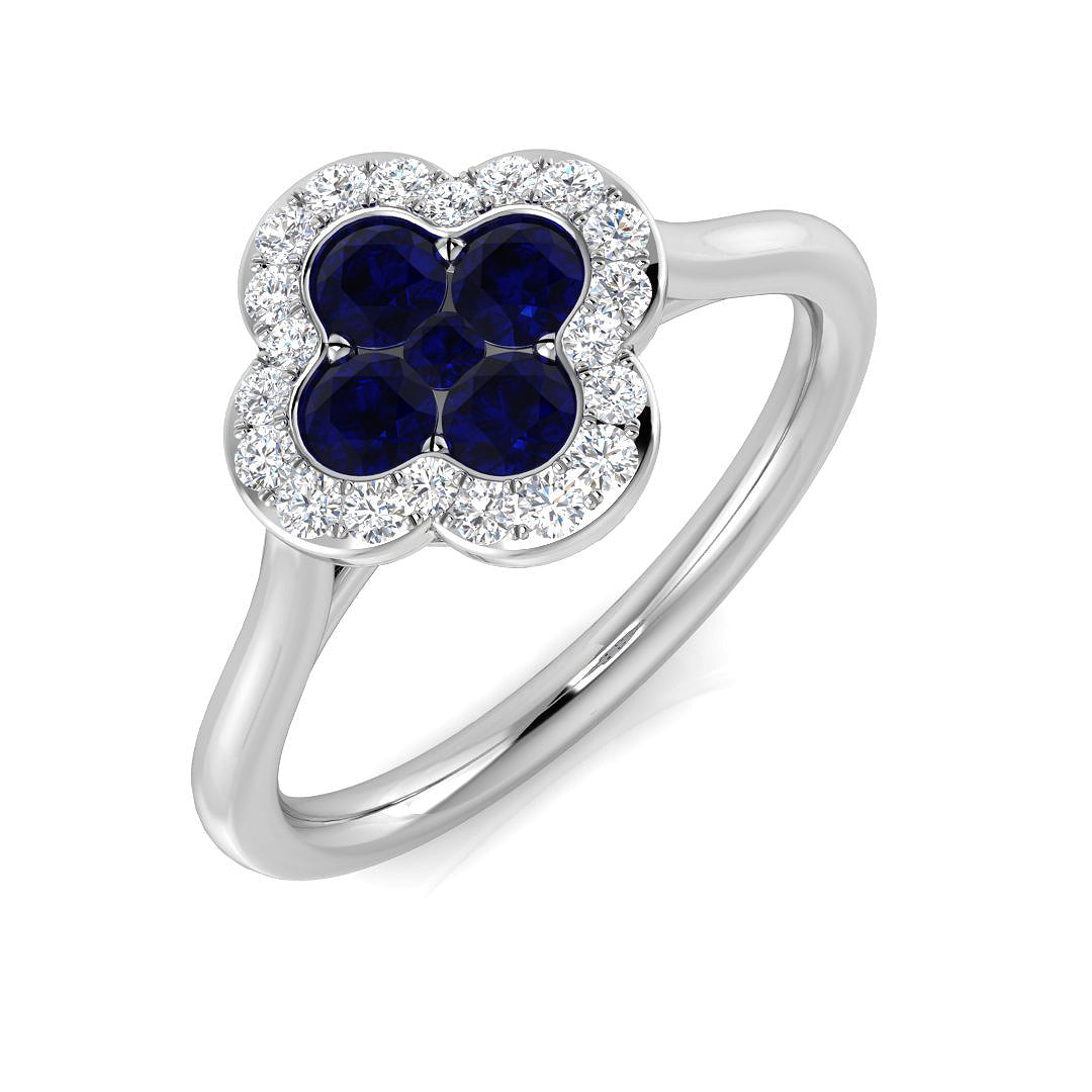 Clover Diamond Ring 0.54ct – SR2247~BS – 18k White Gold