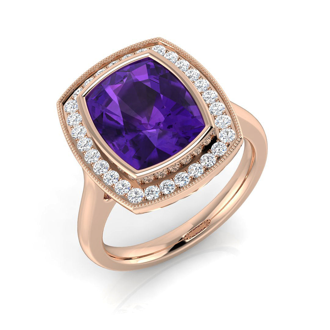 Amethyst Diamond Ring 3.08ct – SR2362~AME – 18k Rose Gold