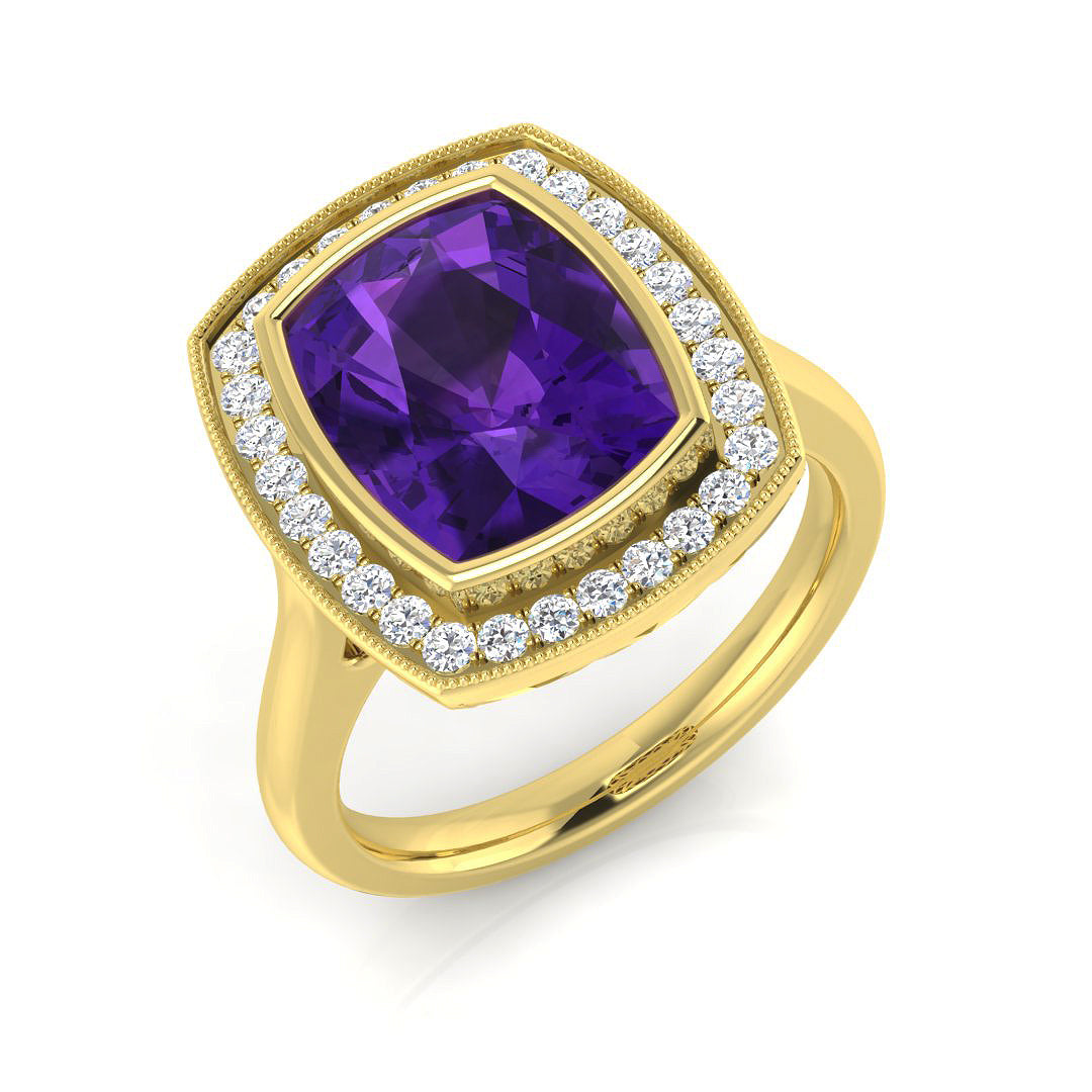 Amethyst Diamond Ring 3.08ct – SR2362~AME – 18k Yellow Gold