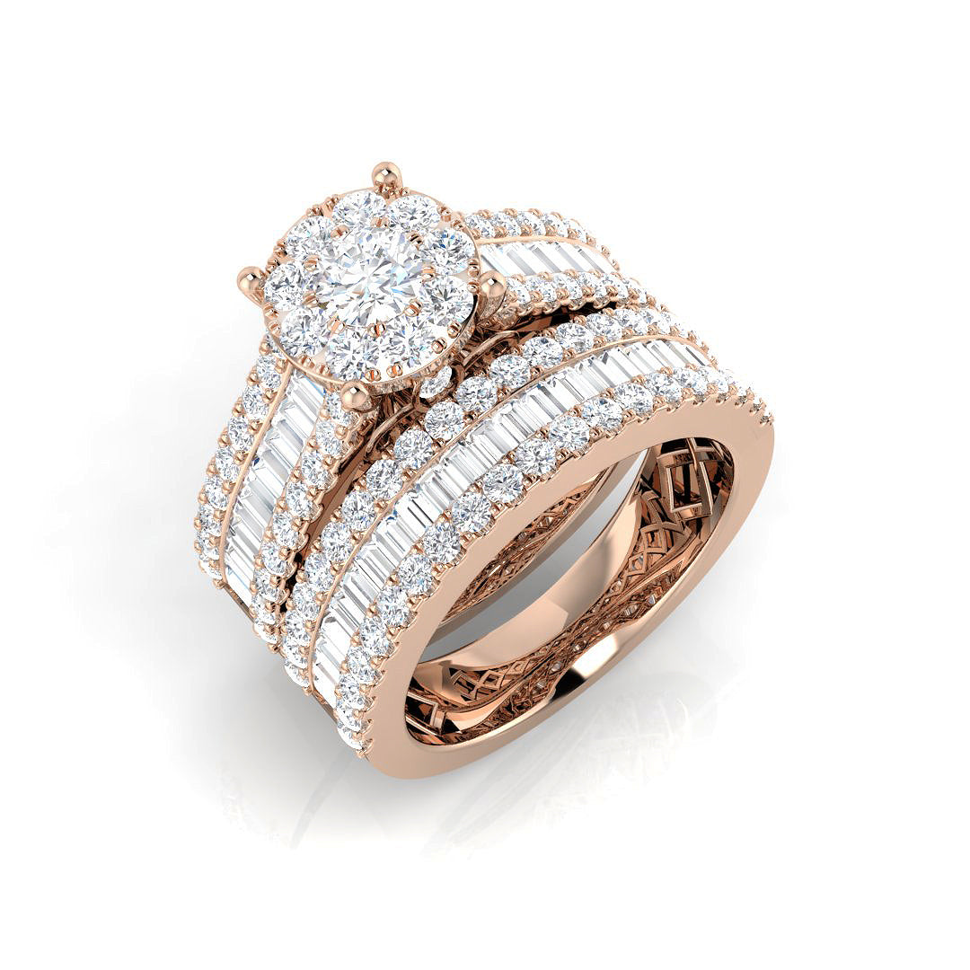 Baguette & Brilliant Diamond Ring 2.41ct–3.24ct – SR244A – 18k Rose Gold