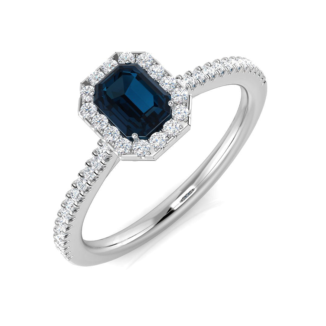 Multi Sapphire Diamond Ring 0.68ct – SR2692~BL – 18k White Gold