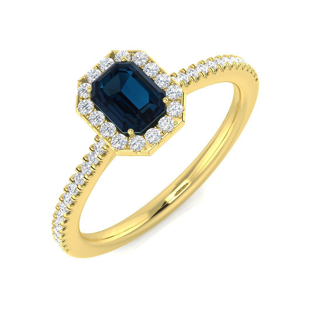Multi Sapphire Diamond Ring 0.68ct – SR2692~BL – 18k Yellow Gold