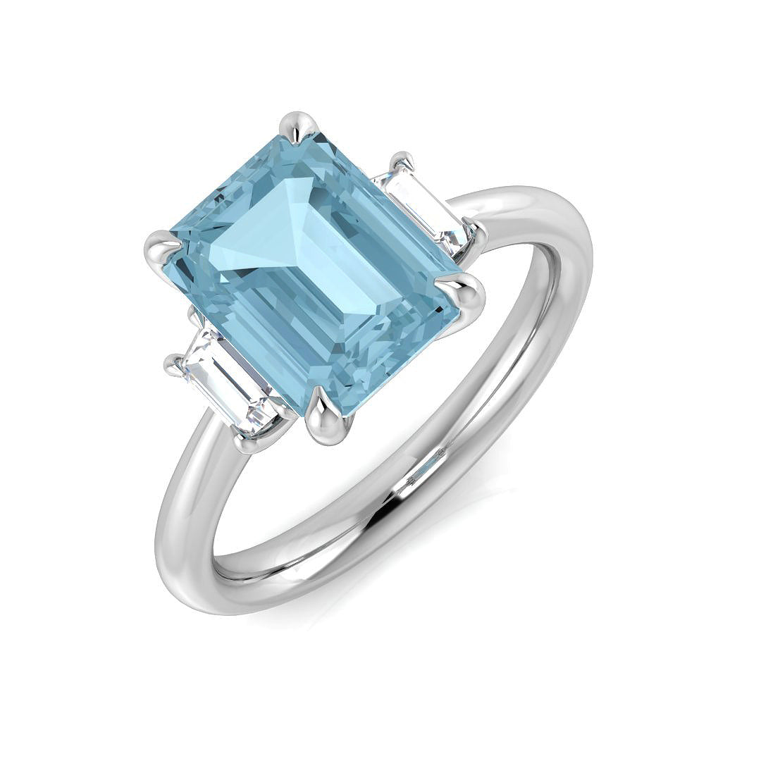 Aquamarine Diamond Ring 2.2ct – SR278~AQ – 18k White Gold