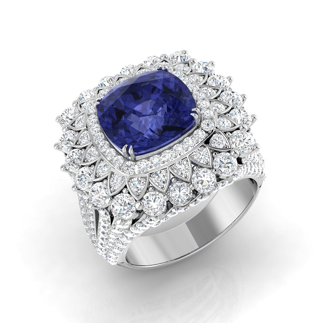 Tanzanite Diamond Ring 7.95ct – SR2872~TZ – 18k White Gold