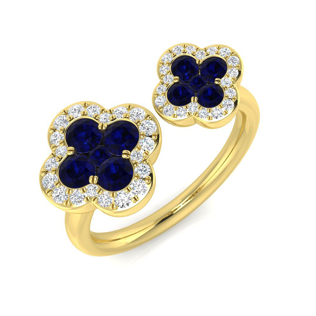 Clover Diamond Ring 1.19ct – SR2905~BS – 18k Yellow Gold