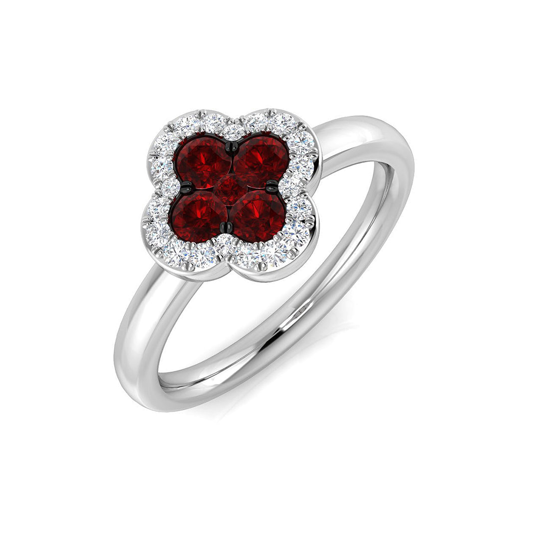 Clover Diamond Ring 0.57ct – SR2907~RY – 18k White Gold