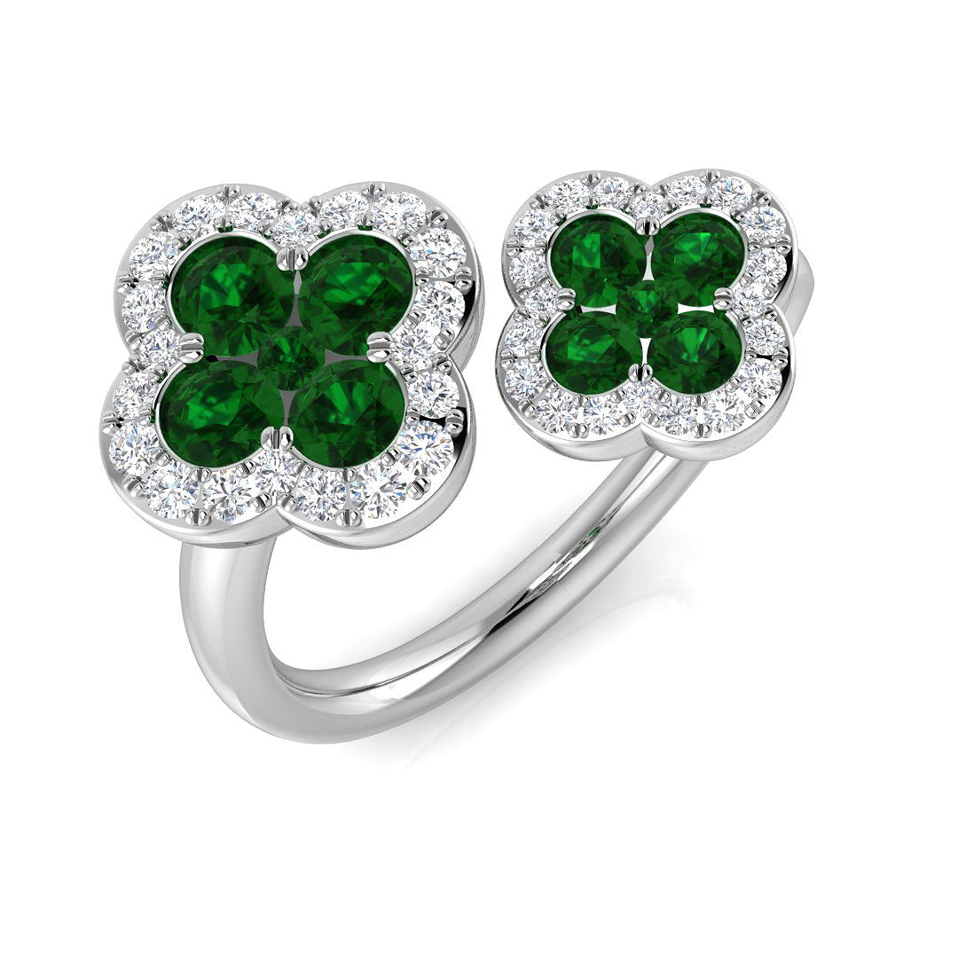 Clover Diamond Ring 1.06ct – SR3015~EM – 18k White Gold