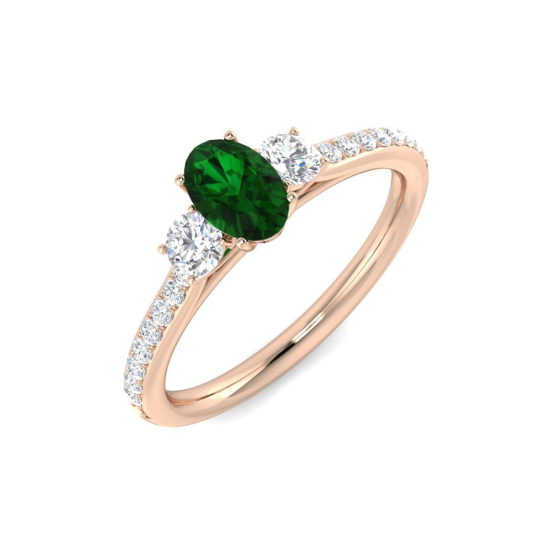 Three Stone Diamond Ring 0.75ct – SR3197~EM – 18k Rose Gold