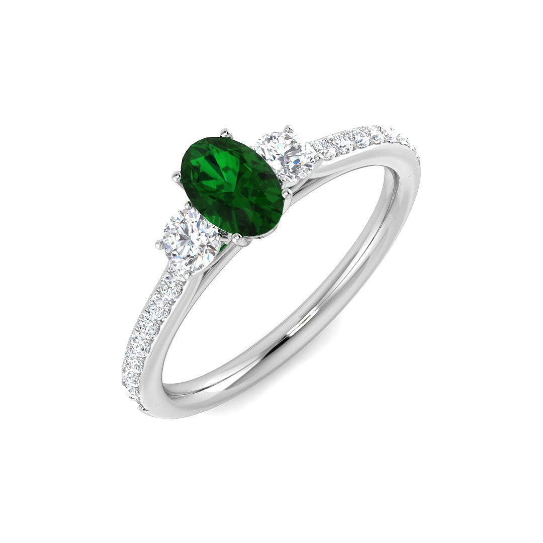 Three Stone Diamond Ring 0.75ct – SR3197~EM – 18k White Gold