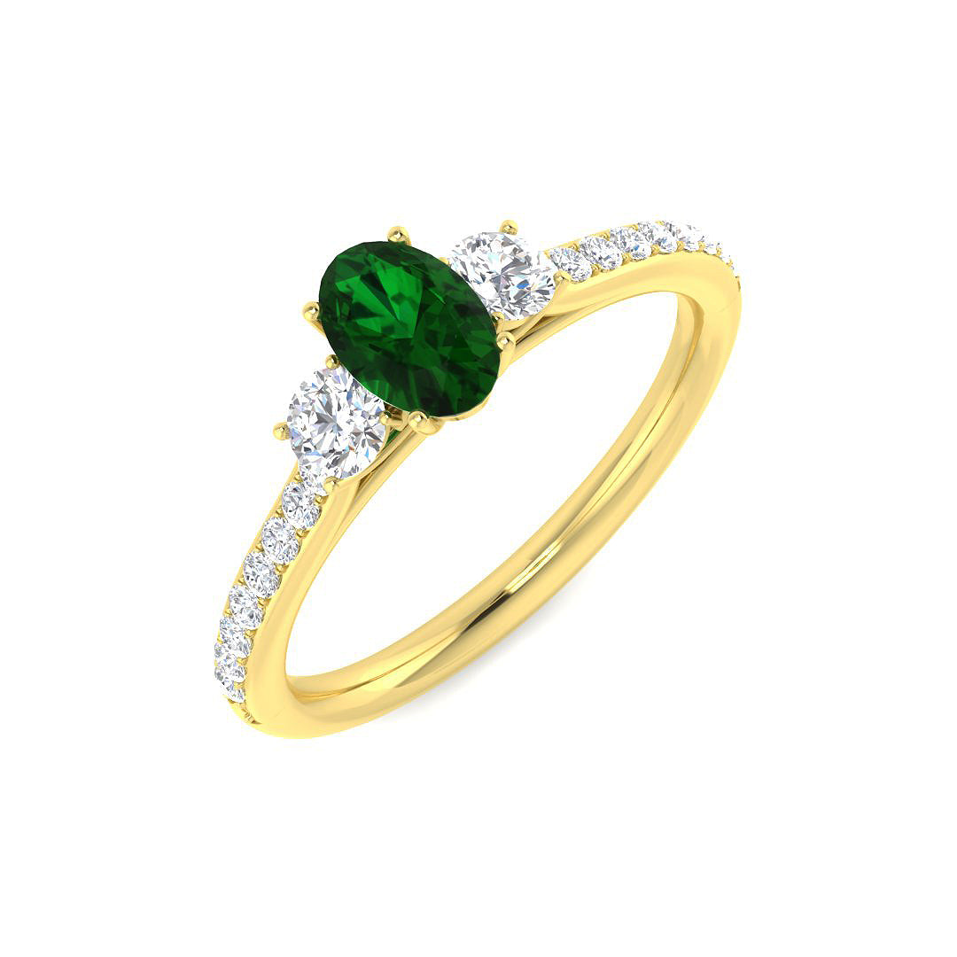 Three Stone Diamond Ring 0.75ct – SR3197~EM – 18k Yellow Gold