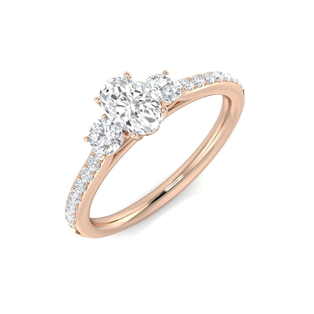 Three Stone Diamond Ring 0.68ct – SR3197 – 18k Rose Gold