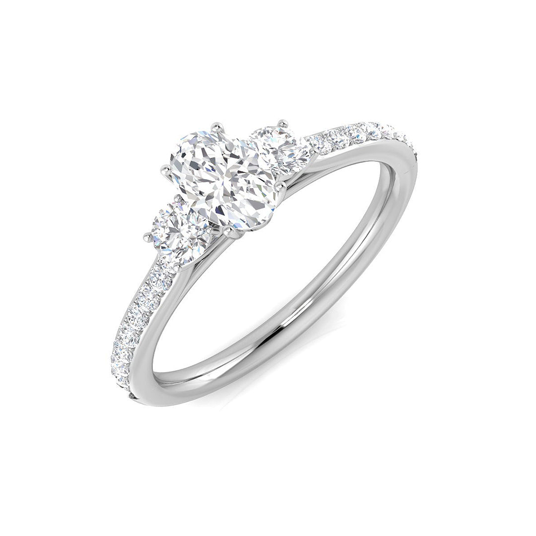 Three Stone Diamond Ring 0.68ct – SR3197 – 18k White Gold