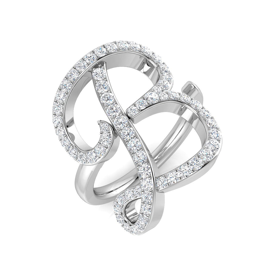 Initials Diamond Ring 0.75ct – SR3260-B – 18k White Gold