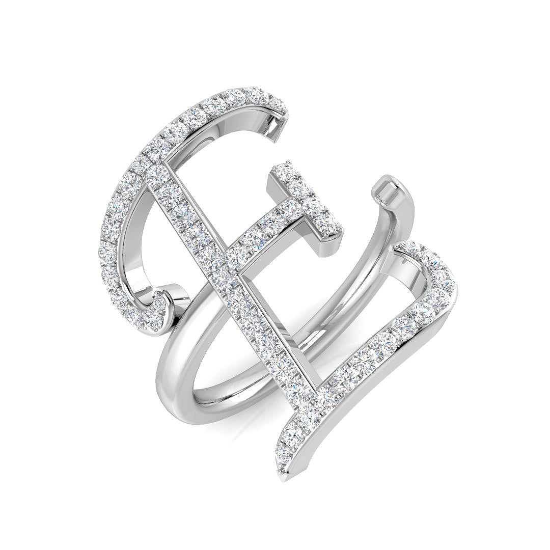 Initials Diamond Ring 0.55ct – SR3260-E – 18k White Gold