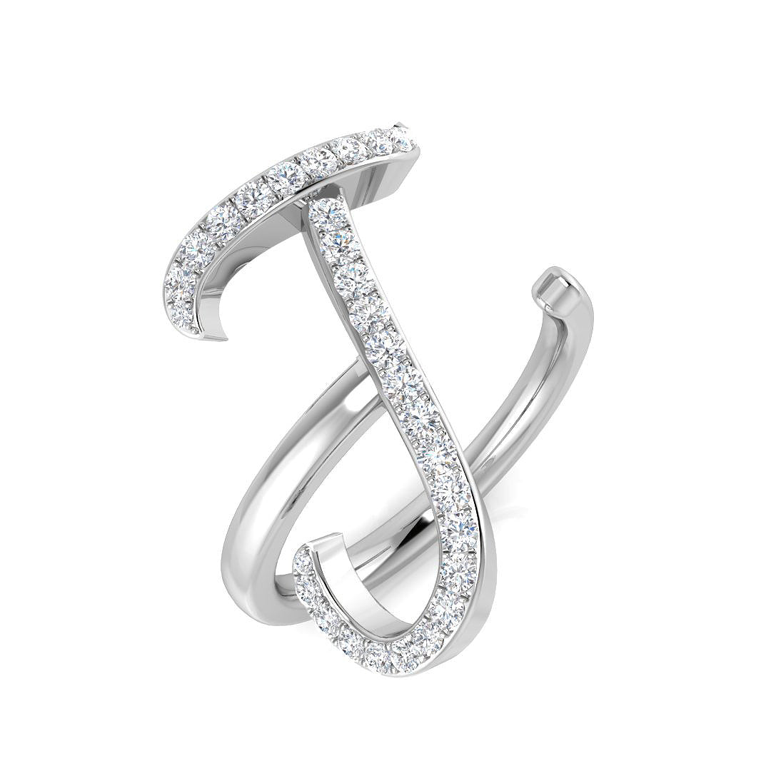 Initials Diamond Ring 0.38ct – SR3260-J – 18k White Gold
