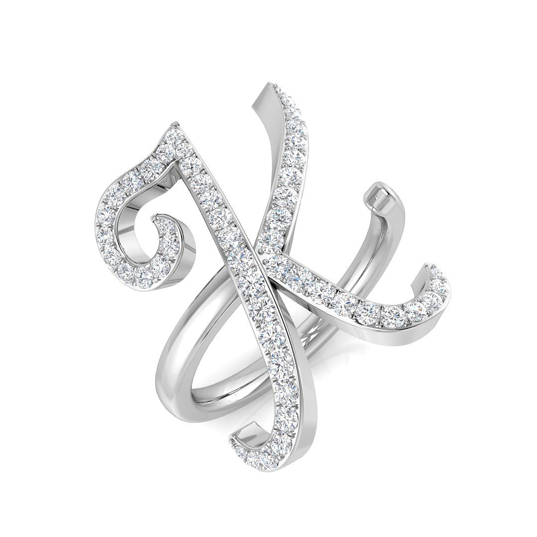 Initials Diamond Ring 0.52ct – SR3260-K – 18k White Gold