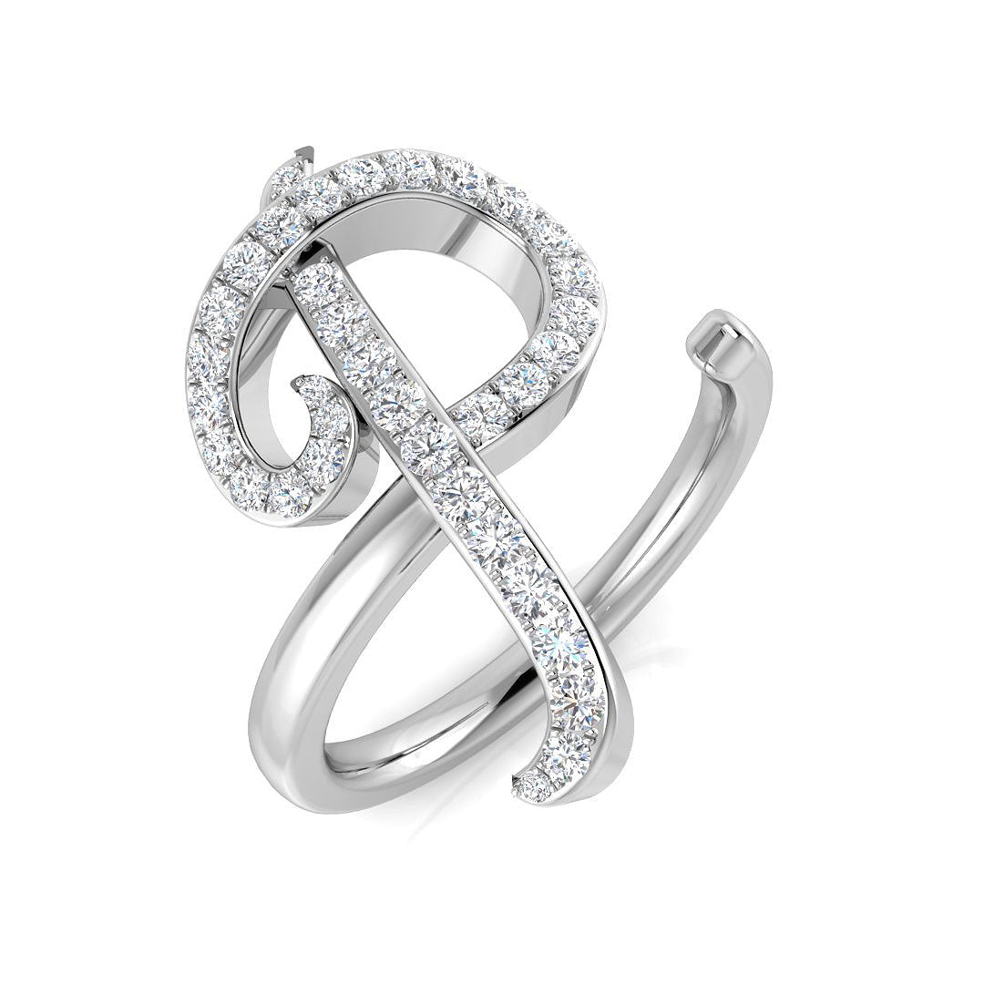 Initials Diamond Ring 0.4ct – SR3260-P – 18k White Gold