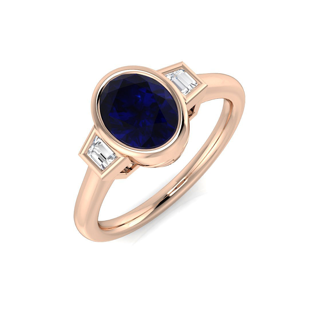 Blue Sapphire Diamond Ring 1.45ct – SR3417~BS – 18k Rose Gold