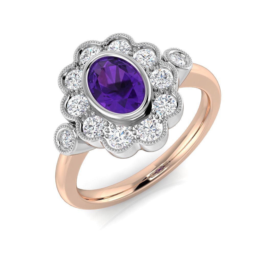 Halo Diamond Ring 1.18ct – SR3620~AME – 18k Rose Gold