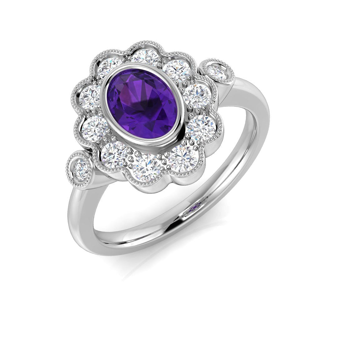 Halo Diamond Ring 1.18ct – SR3620~AME – 18k White Gold
