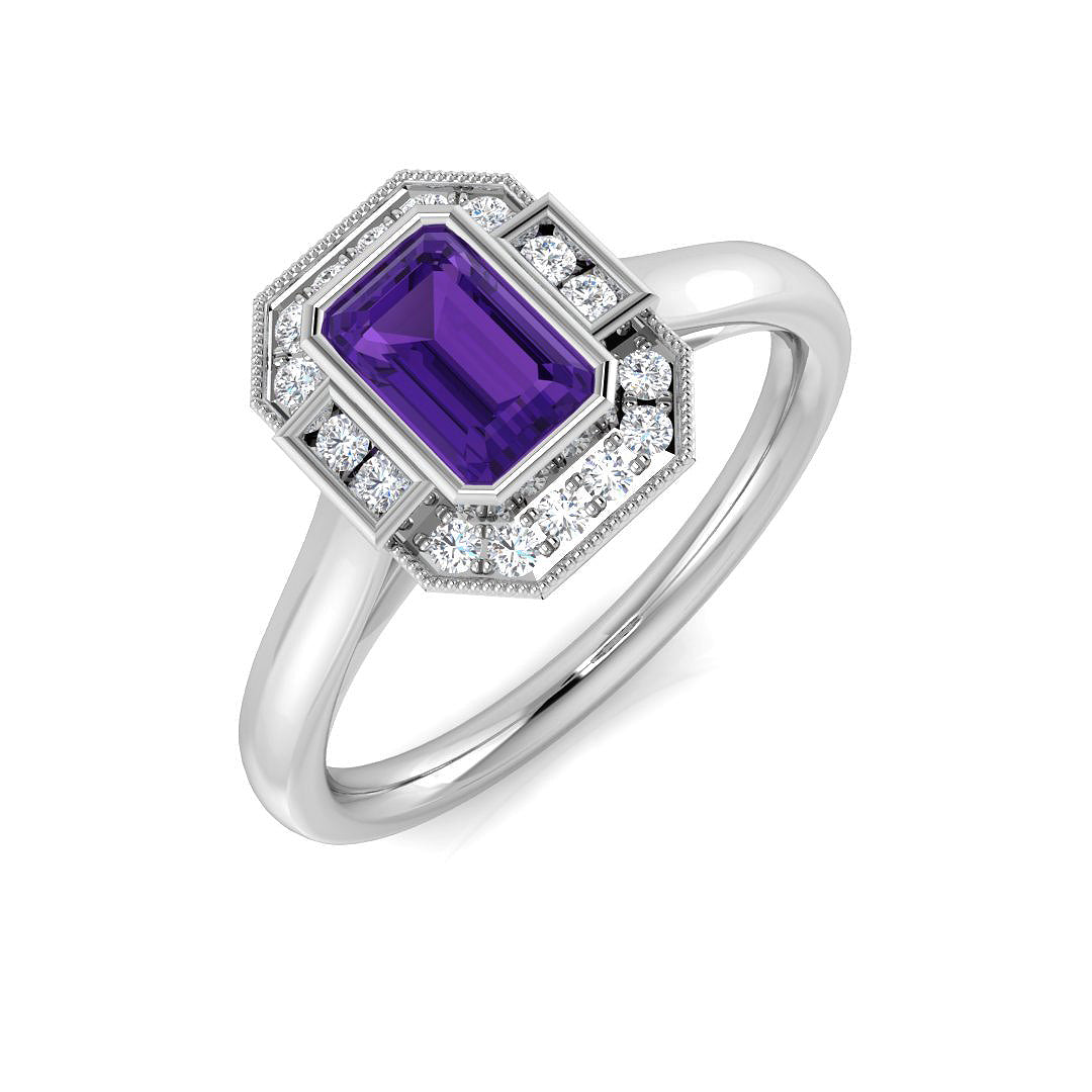 Engagement Diamond Ring 0.74ct – SR3712~AME – 18k White Gold