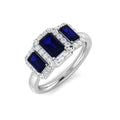 Blue Sapphire Diamond Ring 1.48ct–2.0ct – SR393~BS – 18k White Gold