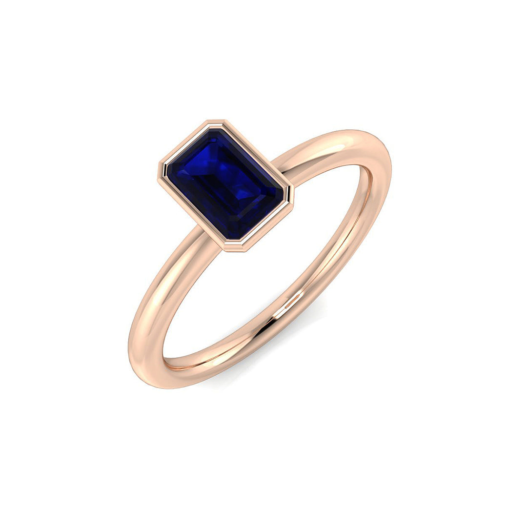 Blue Sapphire Diamond Ring 0.72ct – SR412~BS – 18k Rose Gold