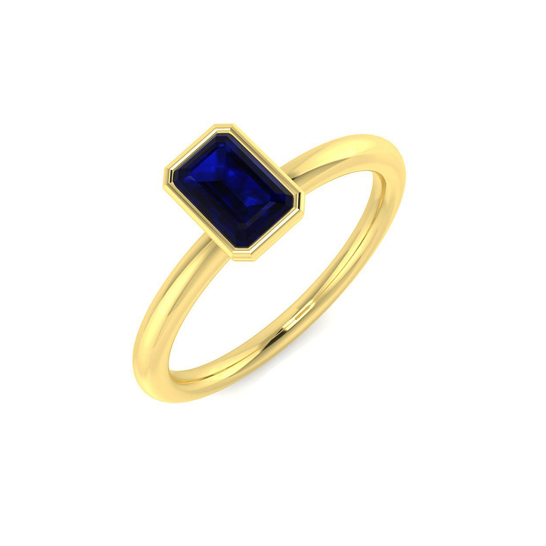 Blue Sapphire Diamond Ring 0.72ct – SR412~BS – 18k Yellow Gold