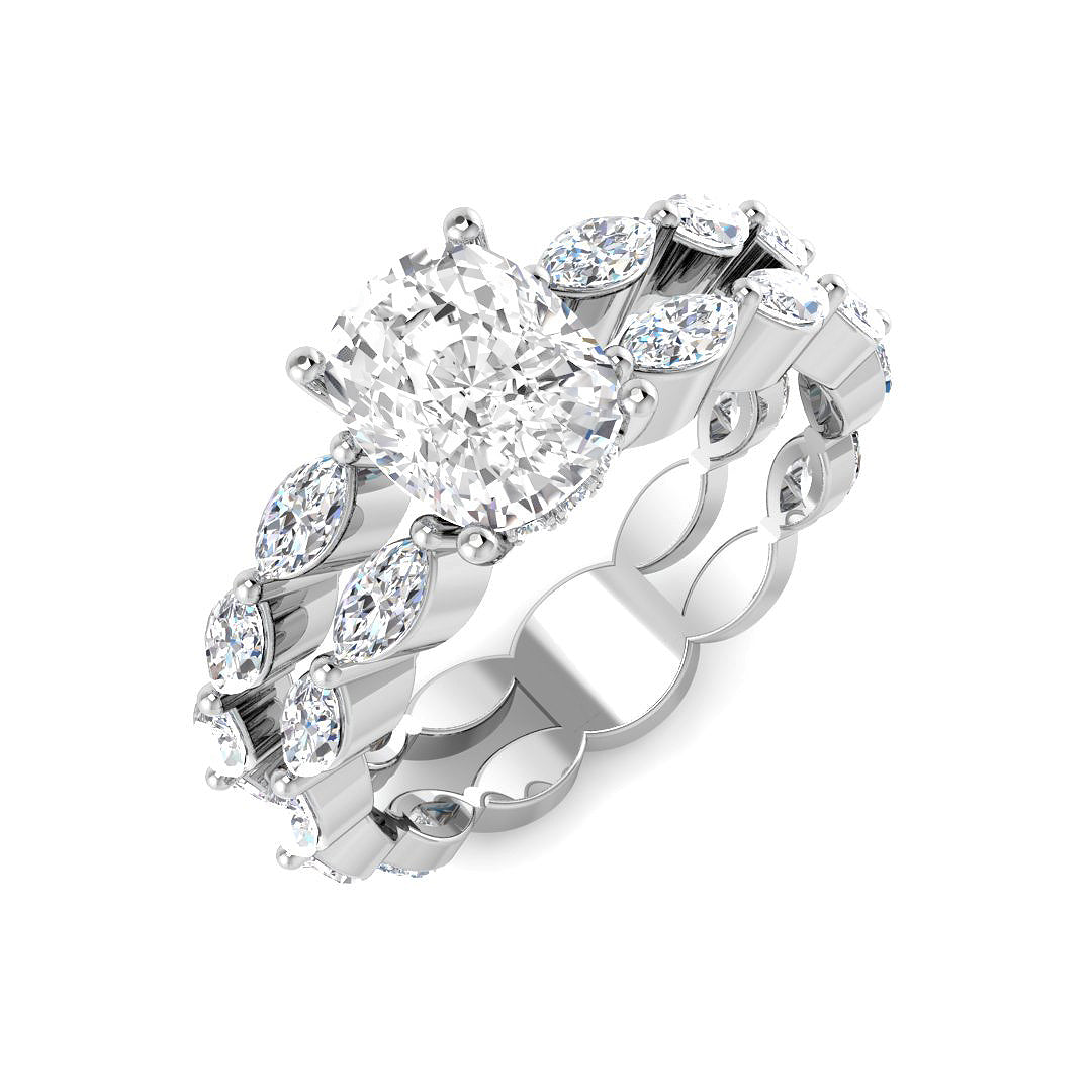 Fancy Lab-Grown Diamond Ring 2.75ct – SR4344 – 18k White Gold