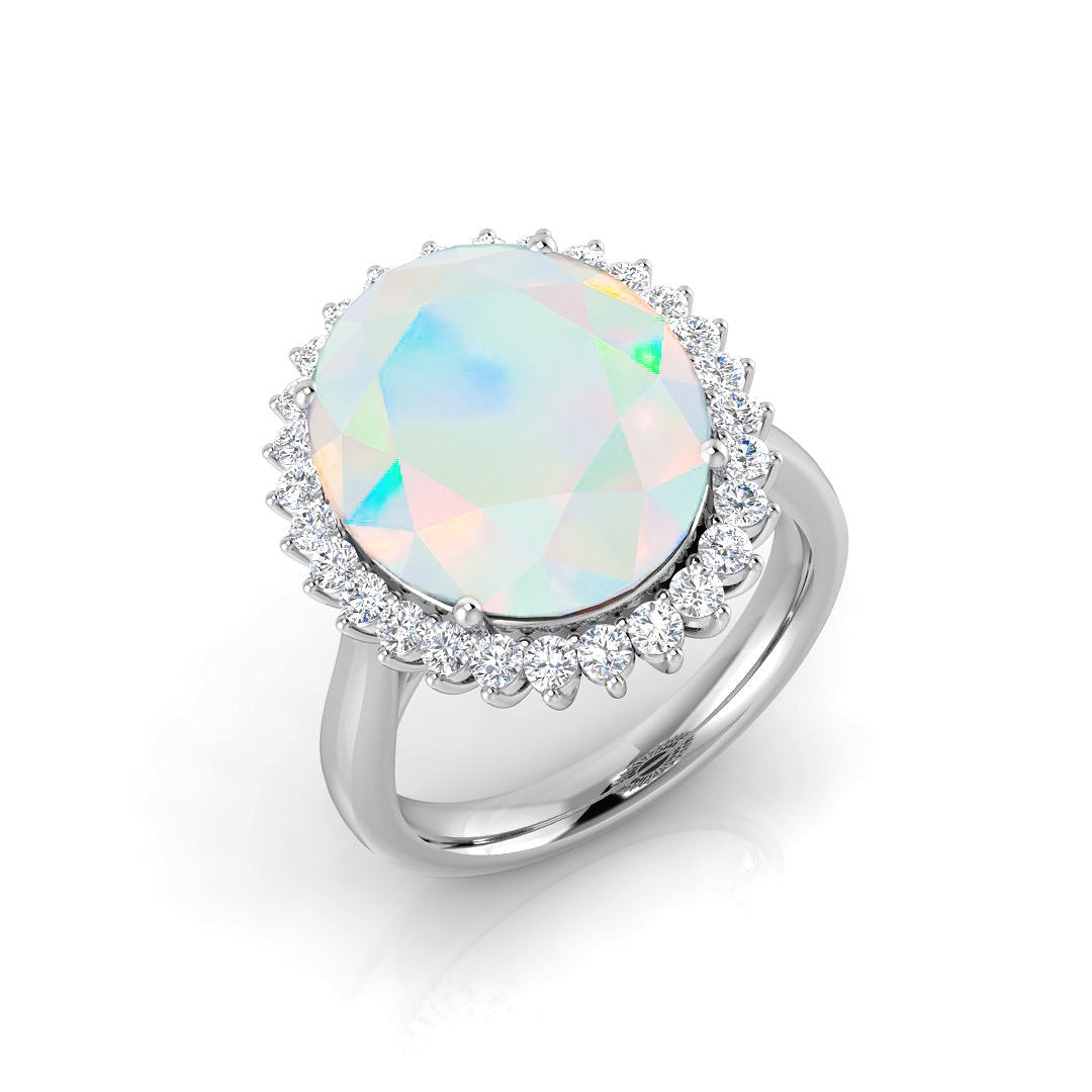 Opal Diamond Ring 4.62ct – SR457~OPL – 18k White Gold