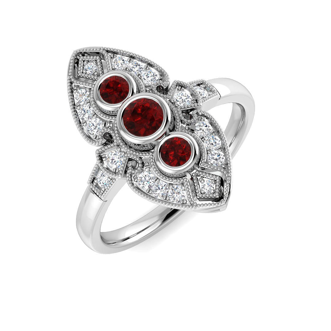 Ruby Diamond Ring 0.48ct – SR4593~RY – 18k White Gold