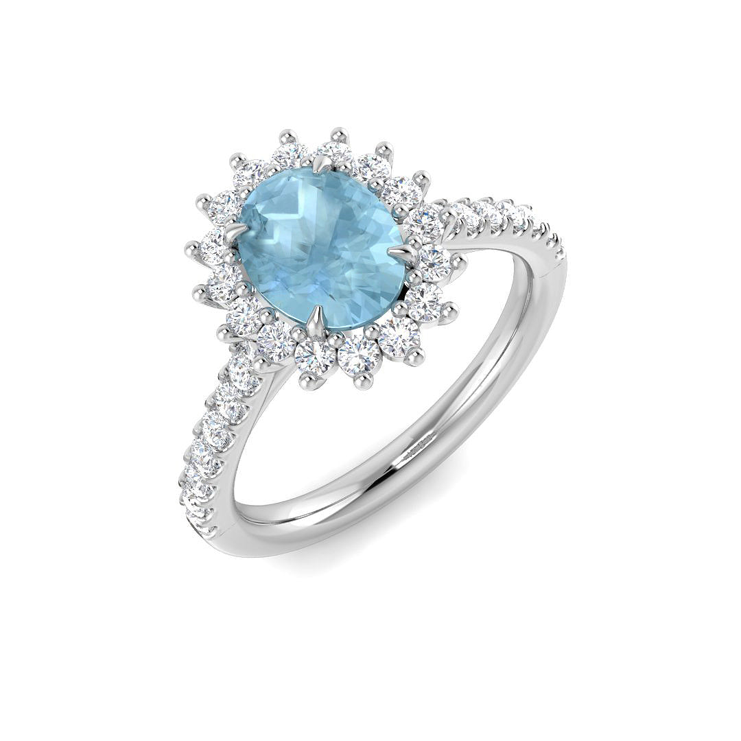 Aquamarine Diamond Ring 1.09ct – SR4595~AQ – 18k White Gold