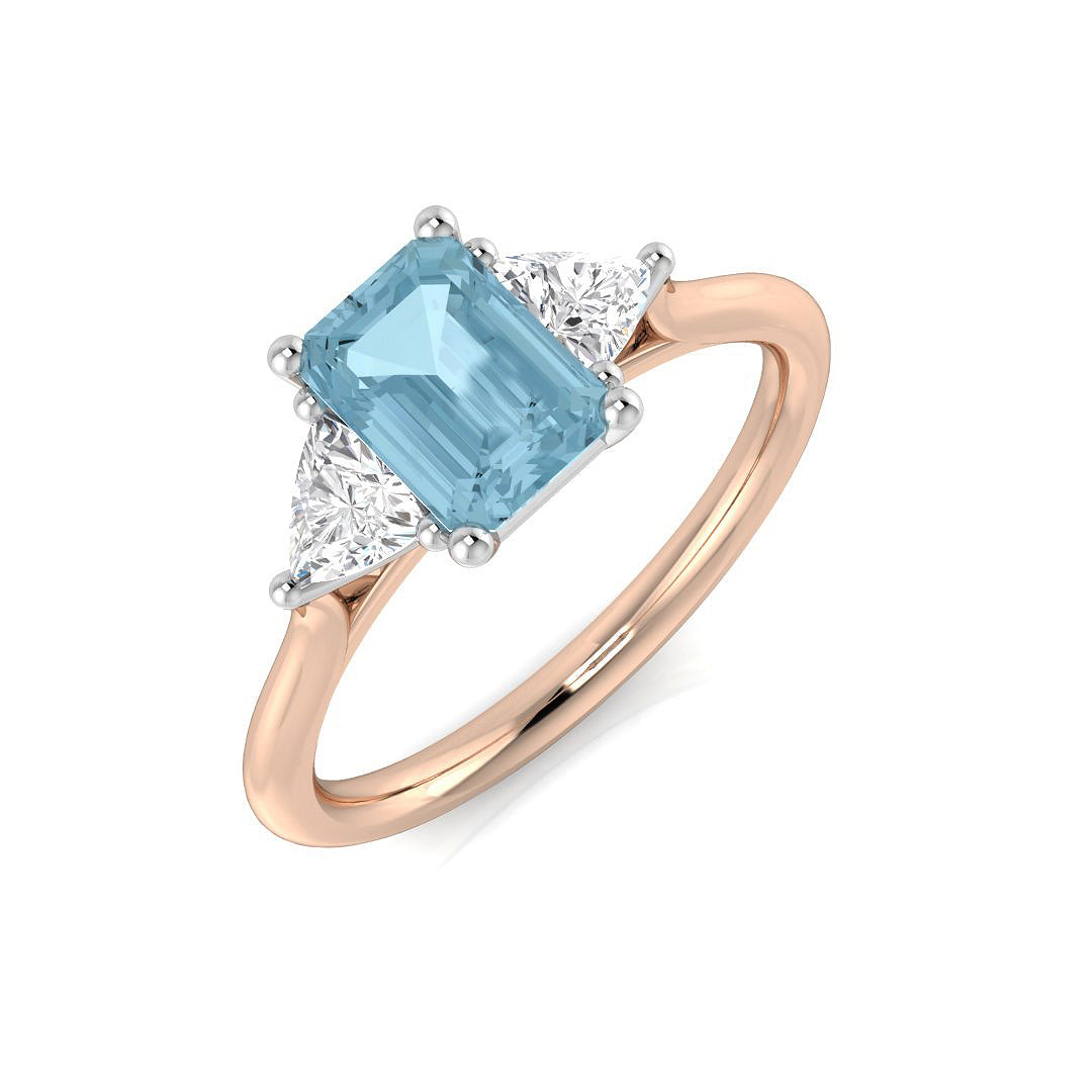 Aquamarine Diamond Ring 1.44ct – SR474~AQ – 18k Rose Gold