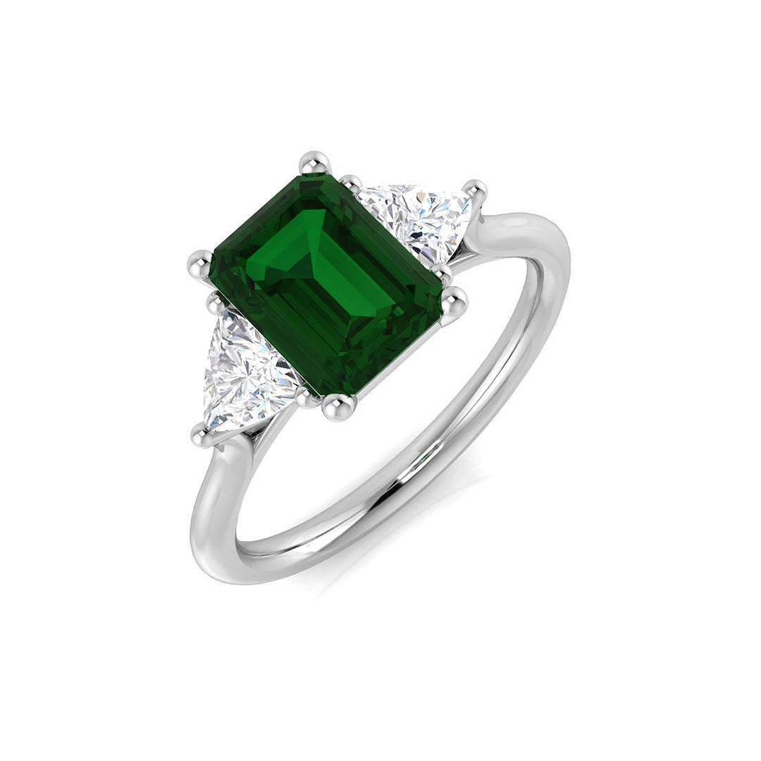 Emerald Diamond Ring 1.96ct–2.14ct – SR475~EM – 18k White Gold